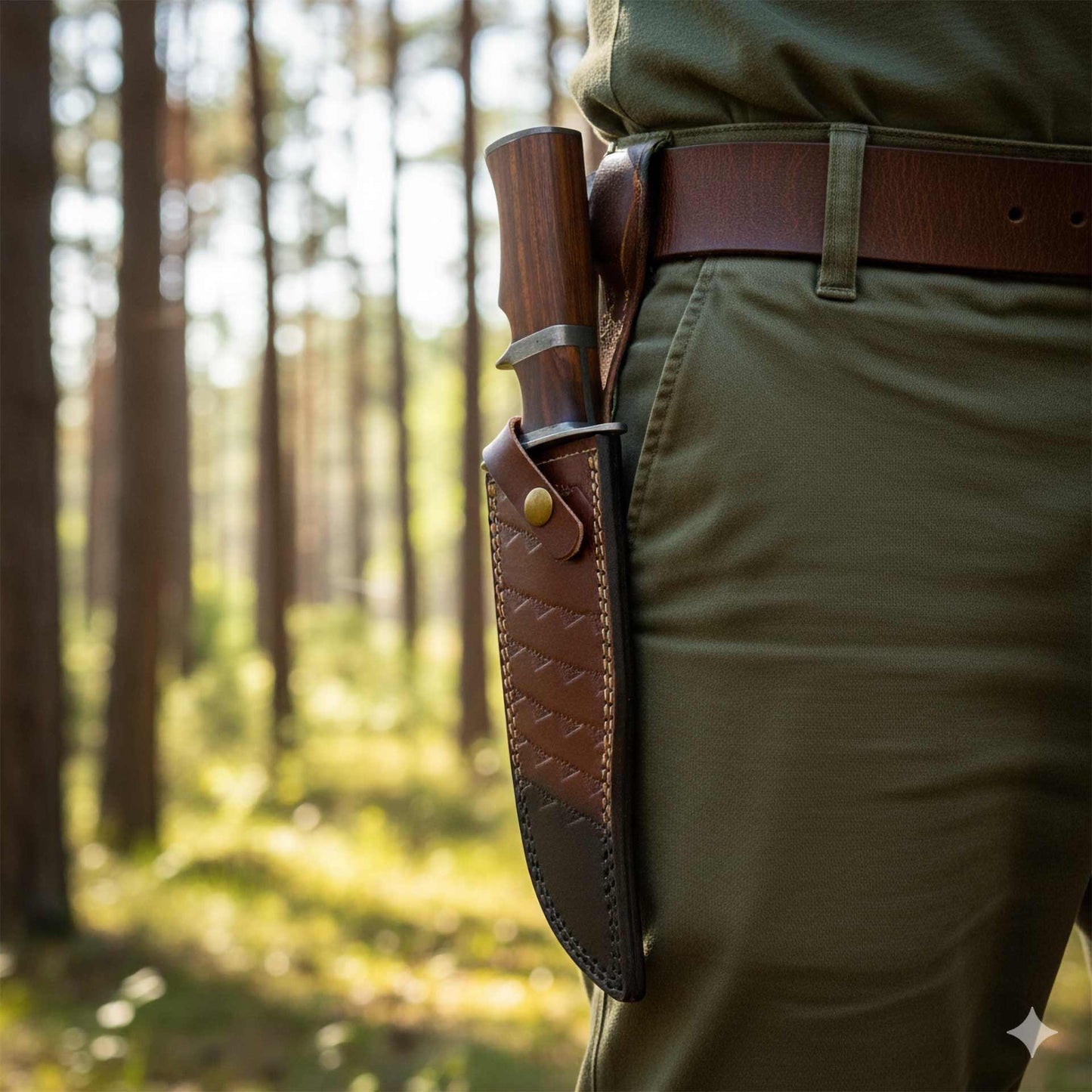 The Highlander – Damascus Bowie Knife with Rosewood Handle