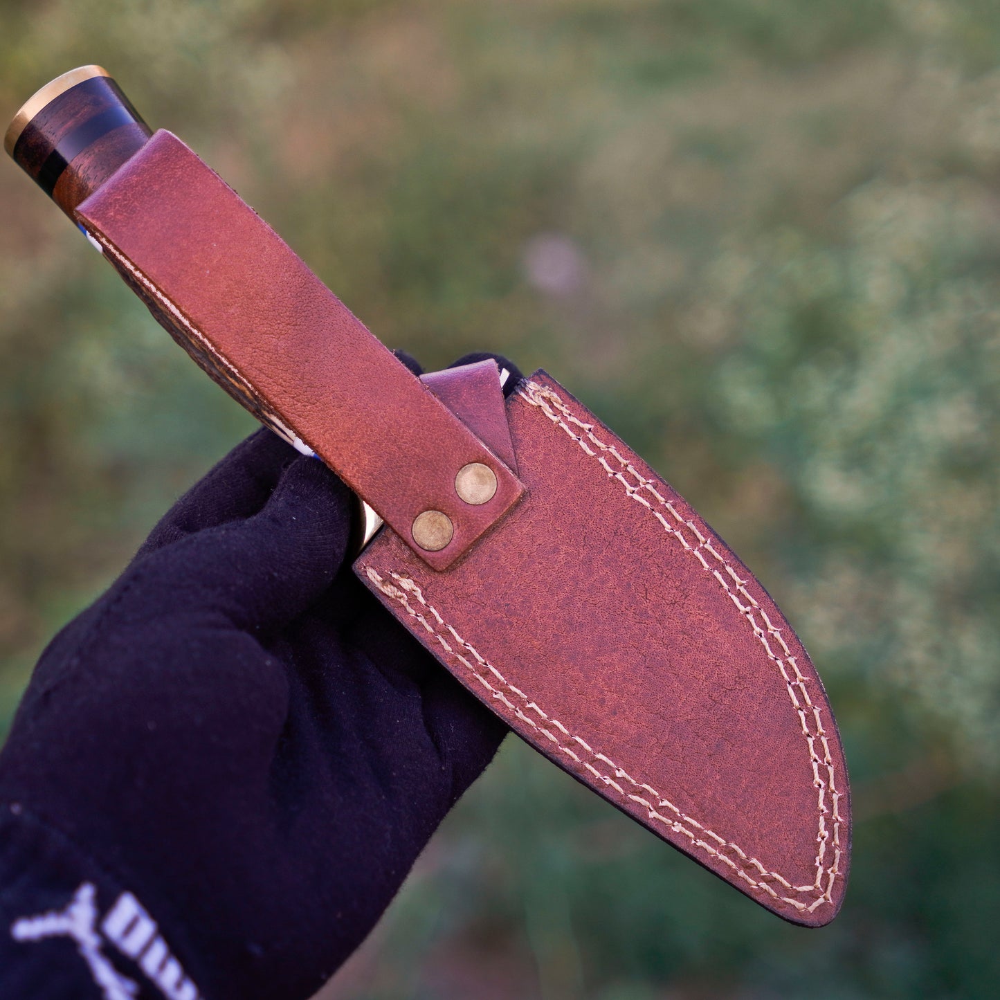 The Woodland Warrior: Hand-Forged Damascus Steel Knife with Stag Handle - Wildland Blades