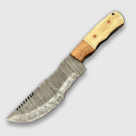 Wilderness Hunter & Camper – Damascus Knife with Bone-Wood Handle
