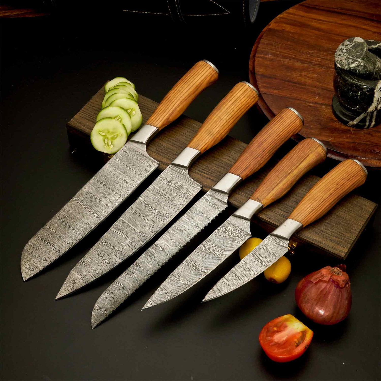 damascus chef knife set