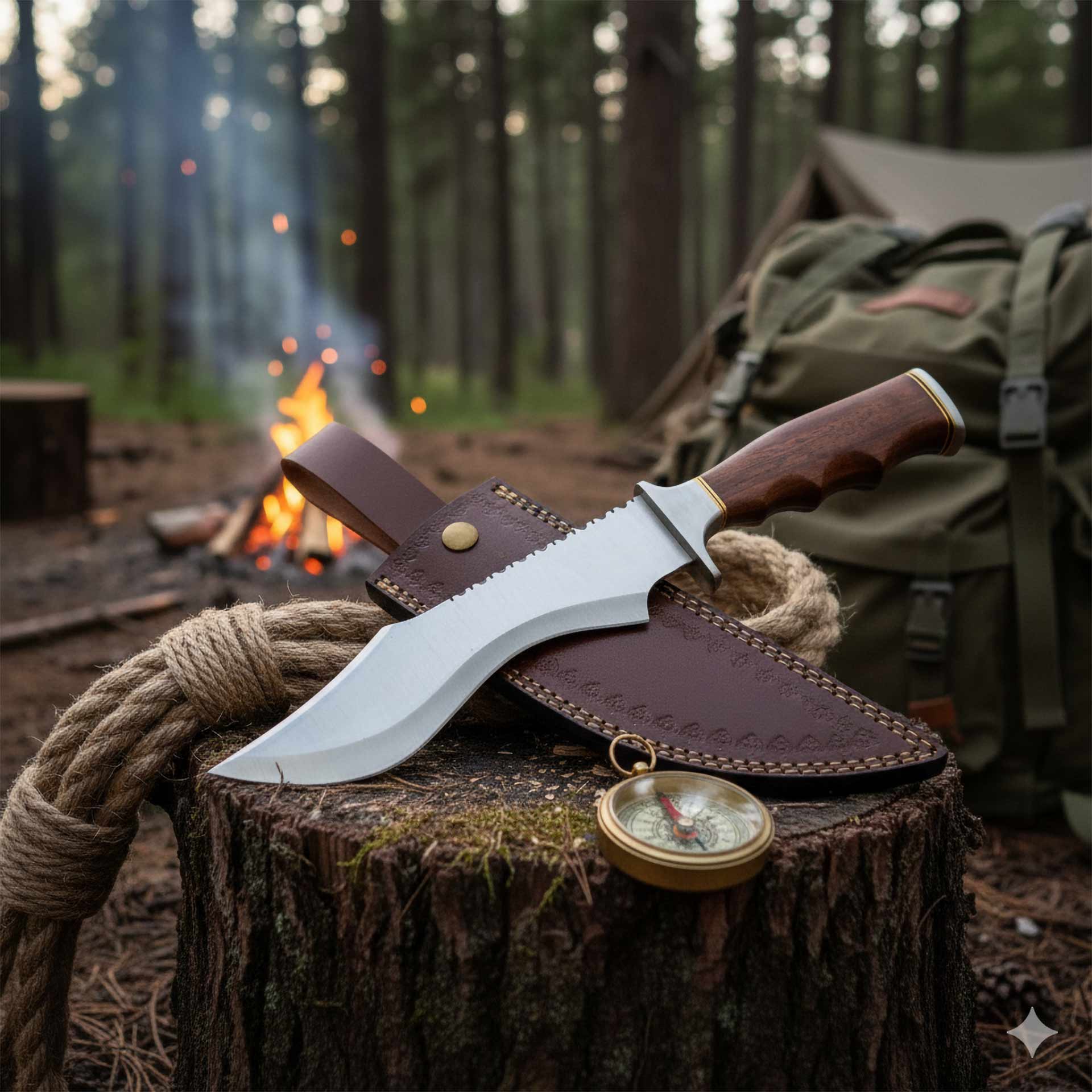 The Wolf’s Claw | D2 Steel Bowie with Sculpted Wood Handle