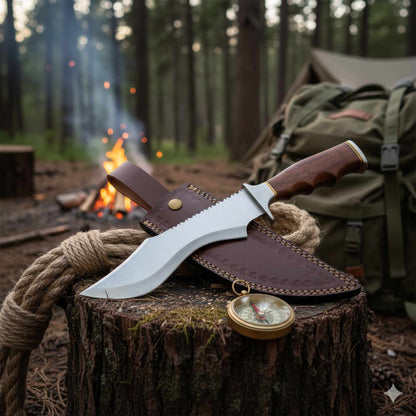 The Wolf’s Claw | D2 Steel Bowie with Sculpted Wood Handle