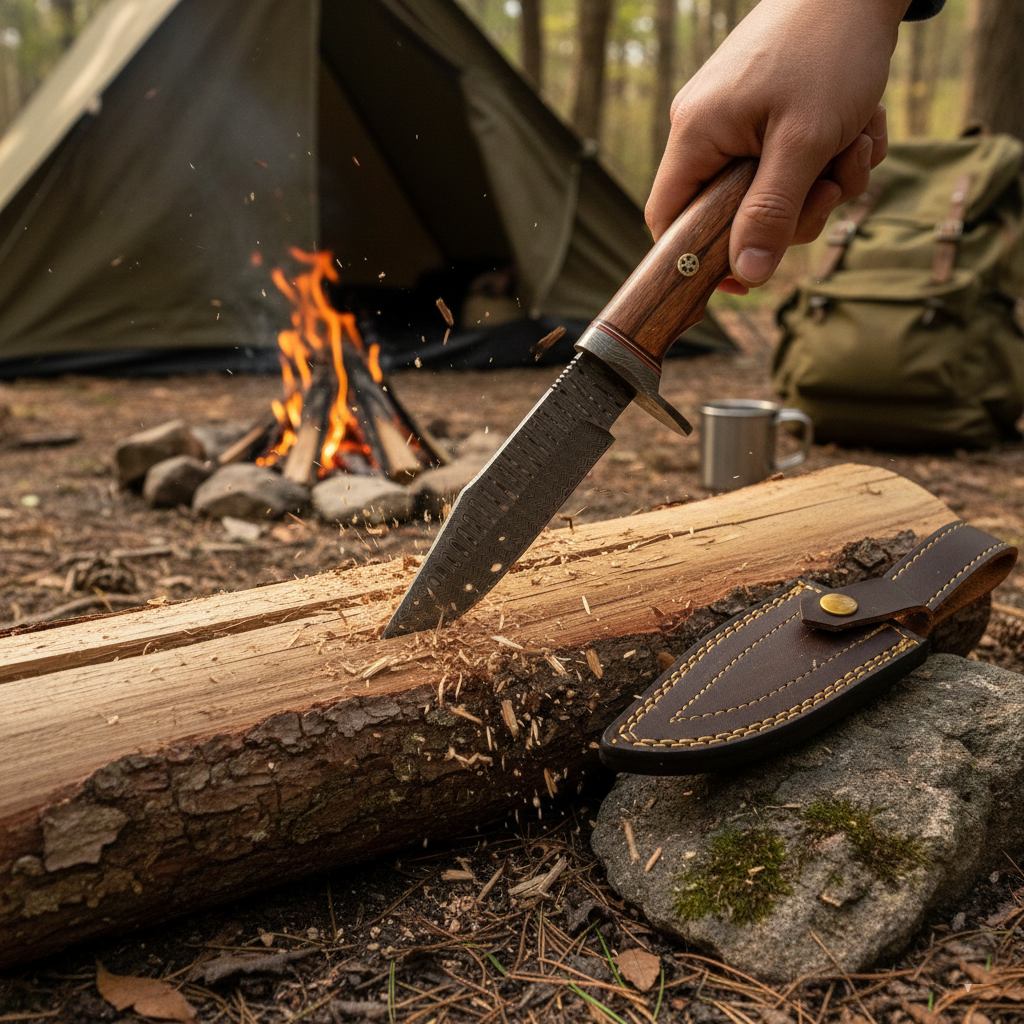 Hand-Forged Damascus Survival Knife with 4.5″ Fixed Blade Design - Wildland Blades