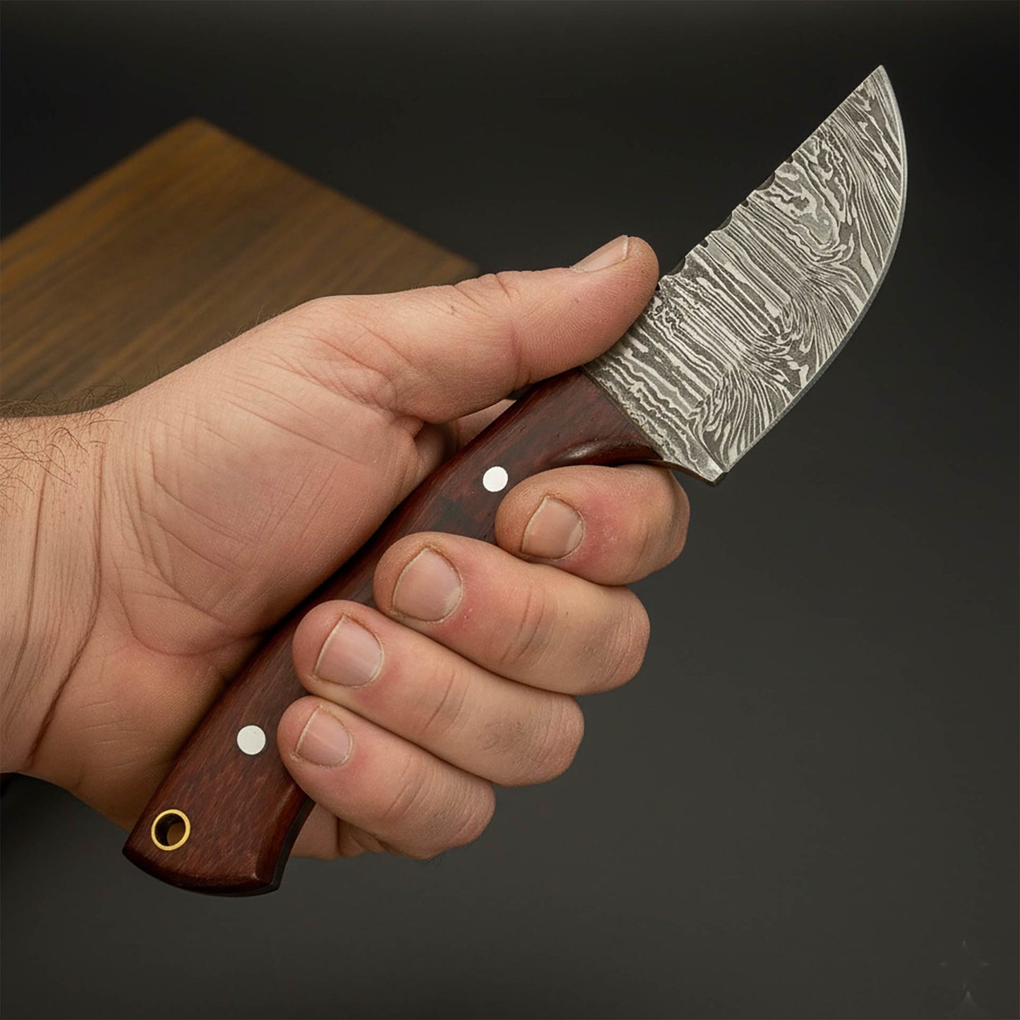Exquisite Damascus Skinner | Rosewood Handle Knife