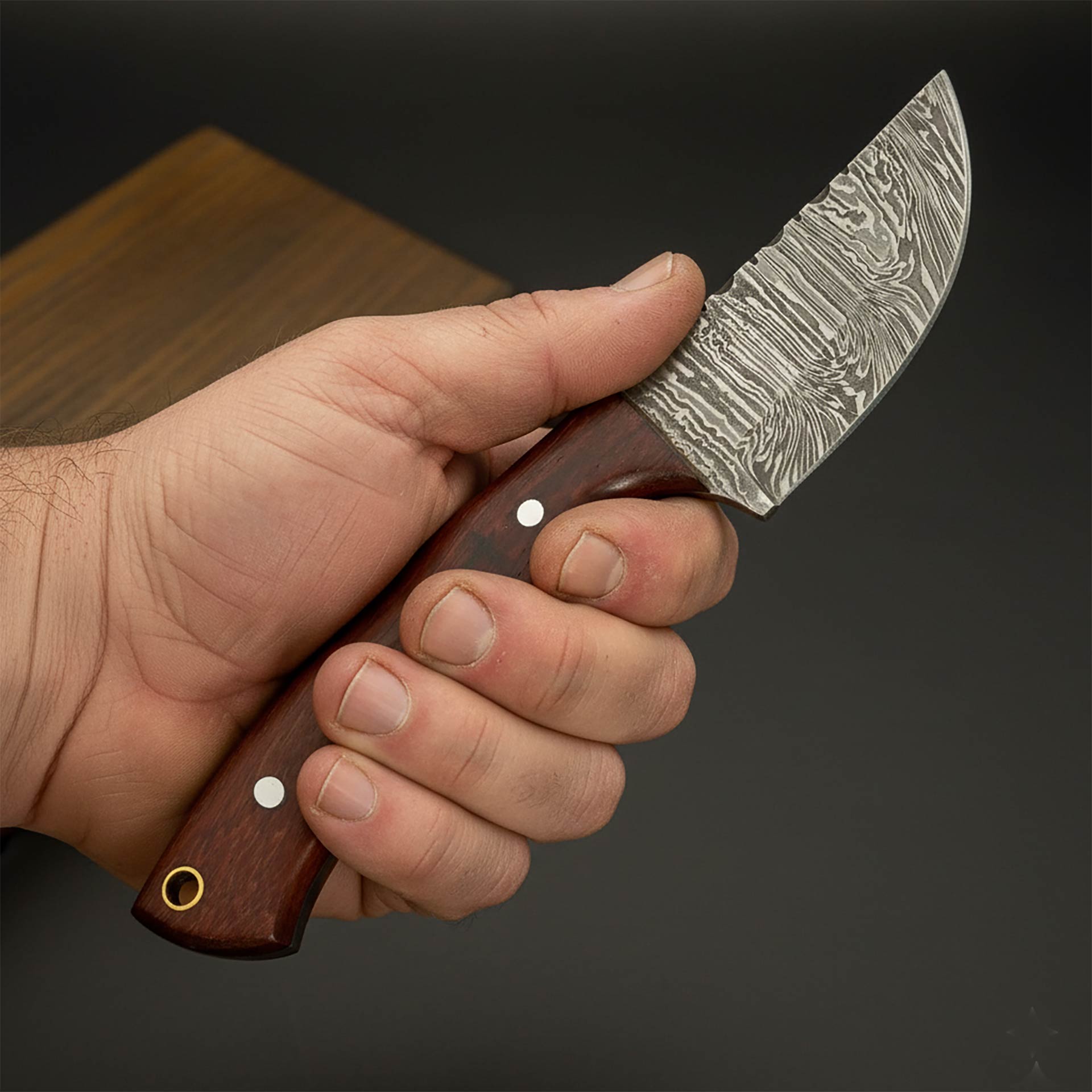 Exquisite Damascus Skinner | Rosewood Handle Knife
