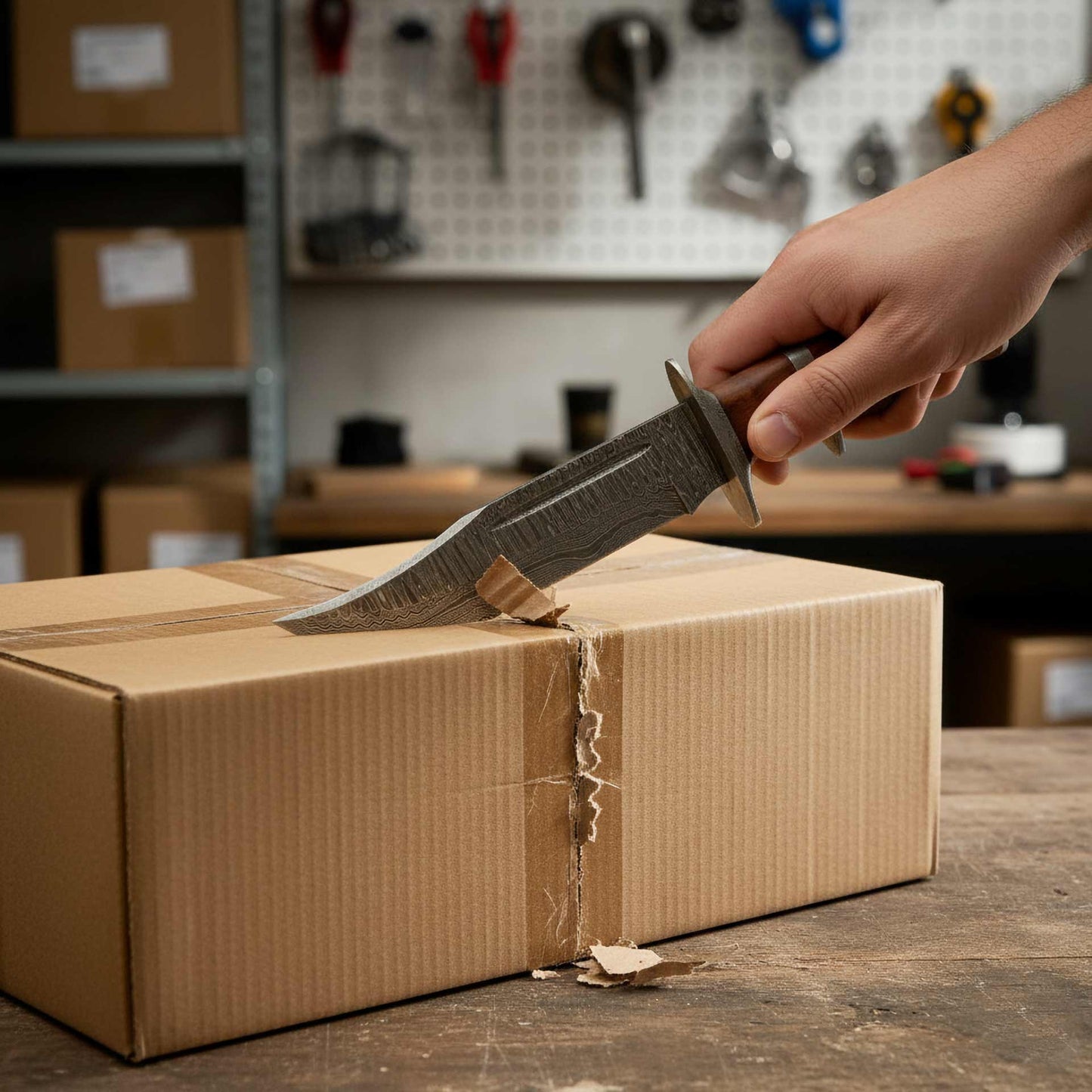  The Highlander – Damascus Bowie Knife with Rosewood Handle