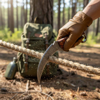  The Claw – 8.5″ Damascus Claw Knife with Tali Wood Handle