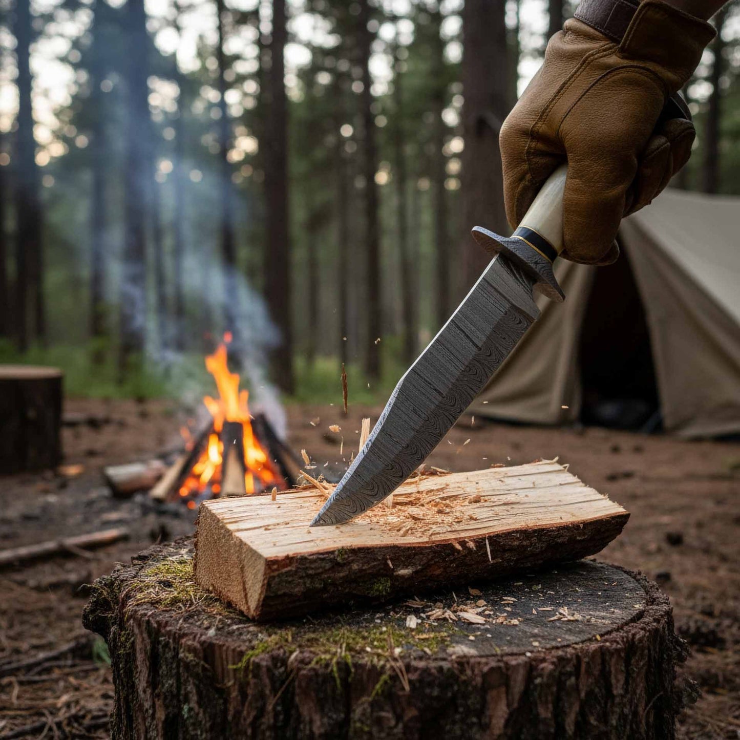 The Hornet's Strike – Bone Handle Knife with Brass Guard & Sharp Blade