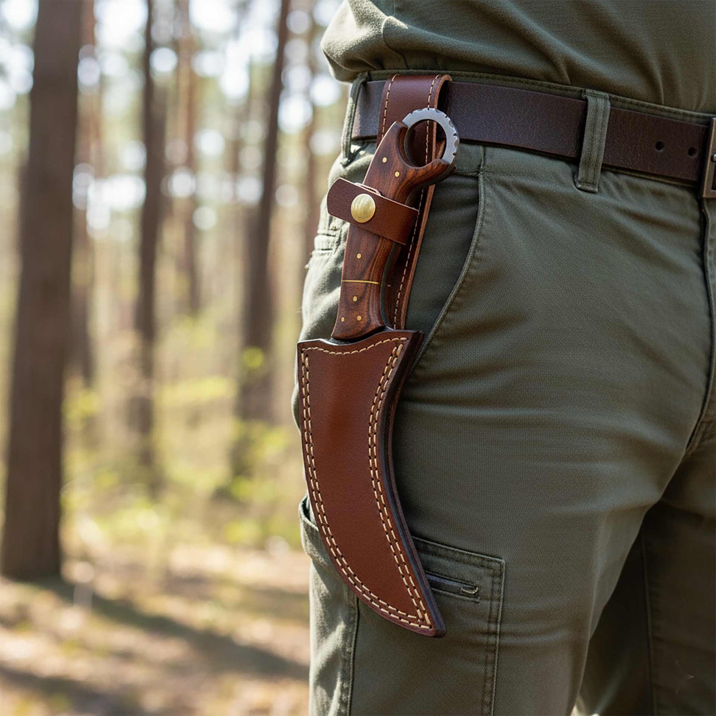  The Claw – 8.5″ Damascus Claw Knife with Tali Wood Handle