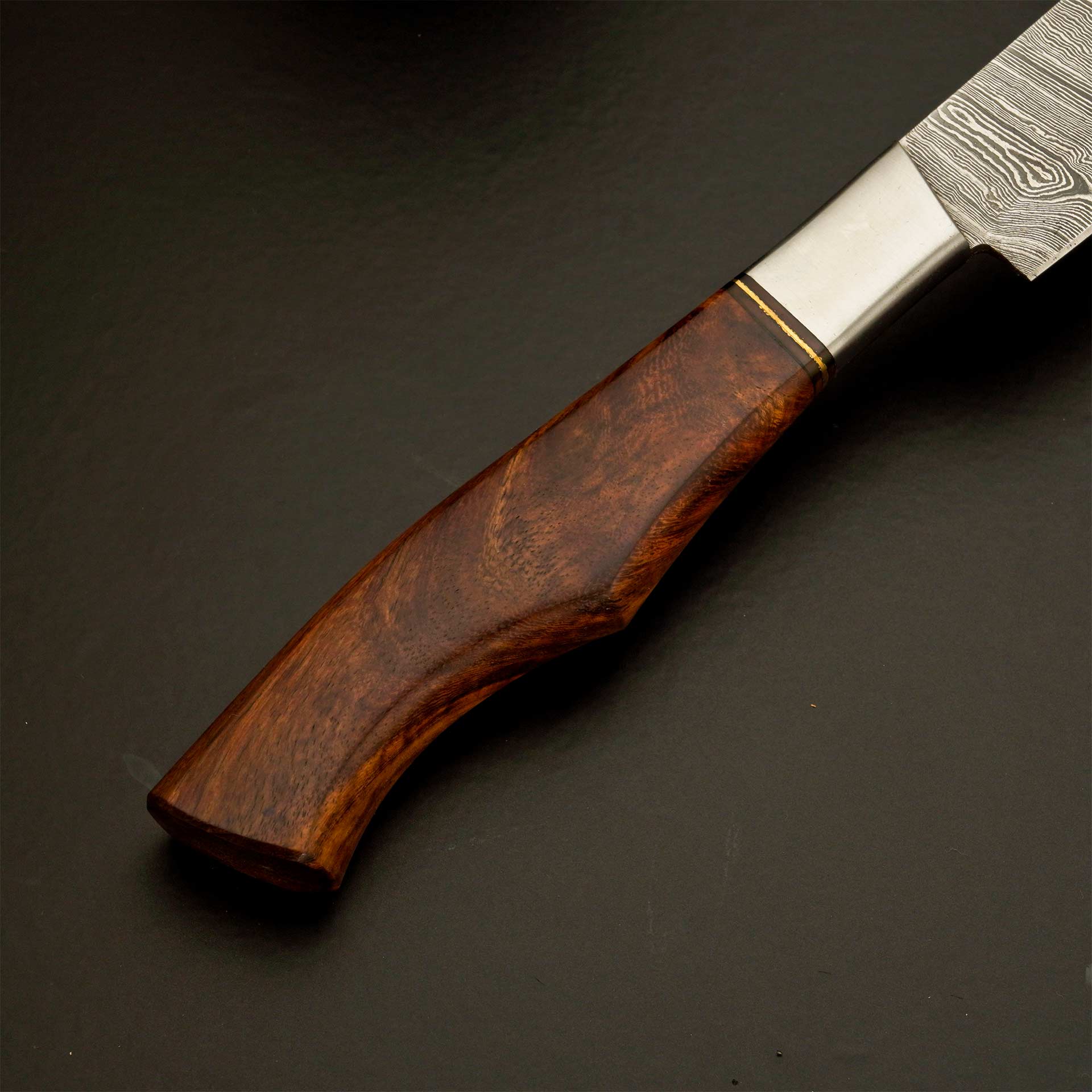 The Desert Serpent – Damascus Knife with Wood Handle