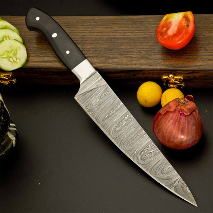 The Dark River | Damascus Chef Knife with Micarta Handle