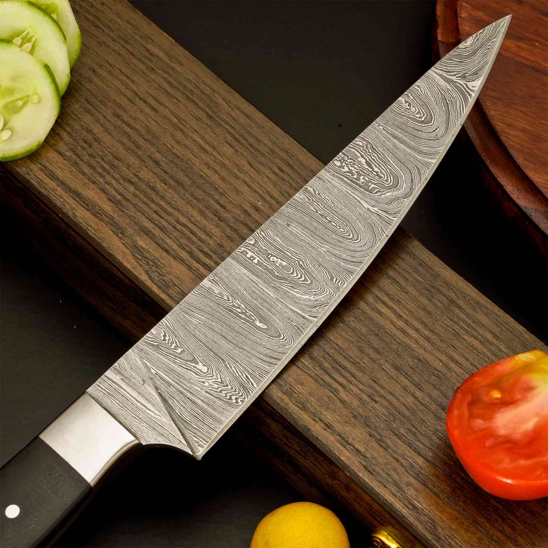 The Dark River | Damascus Chef Knife with Micarta Handle
