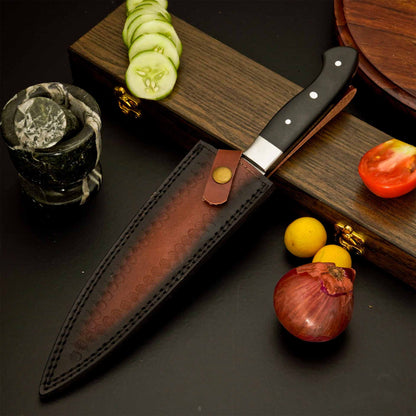 The Dark River | Damascus Chef Knife with Micarta Handle