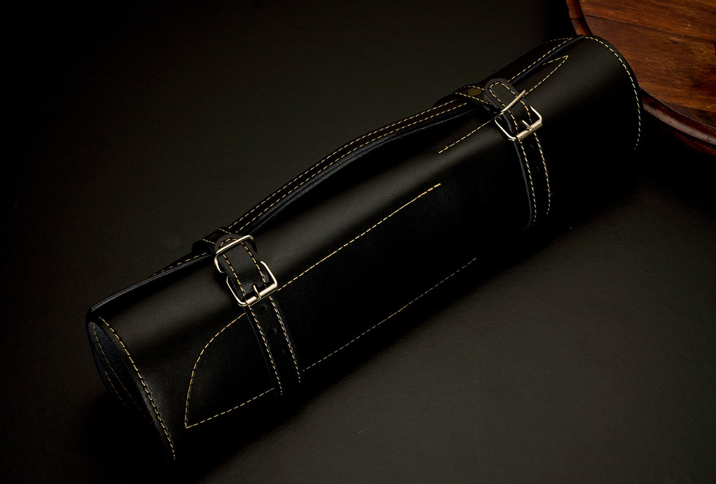 5-Piece Damascus Steel Kitchen Knife Set with Leather Roll 