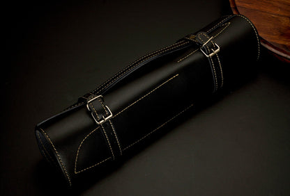 5-Piece Damascus Steel Kitchen Knife Set with Leather Roll 