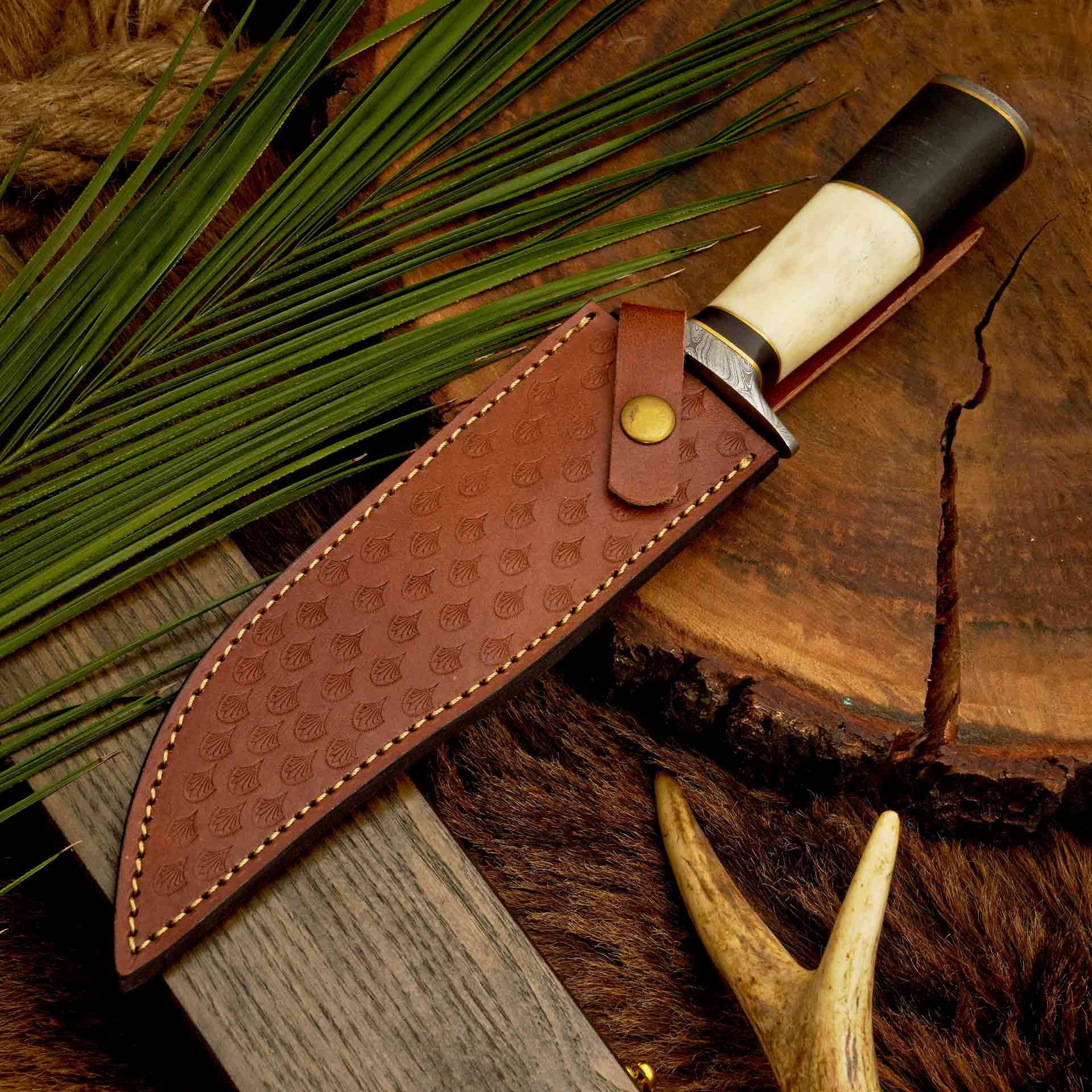 The Hornet's Strike - Bone Handle Knife with Brass Guard