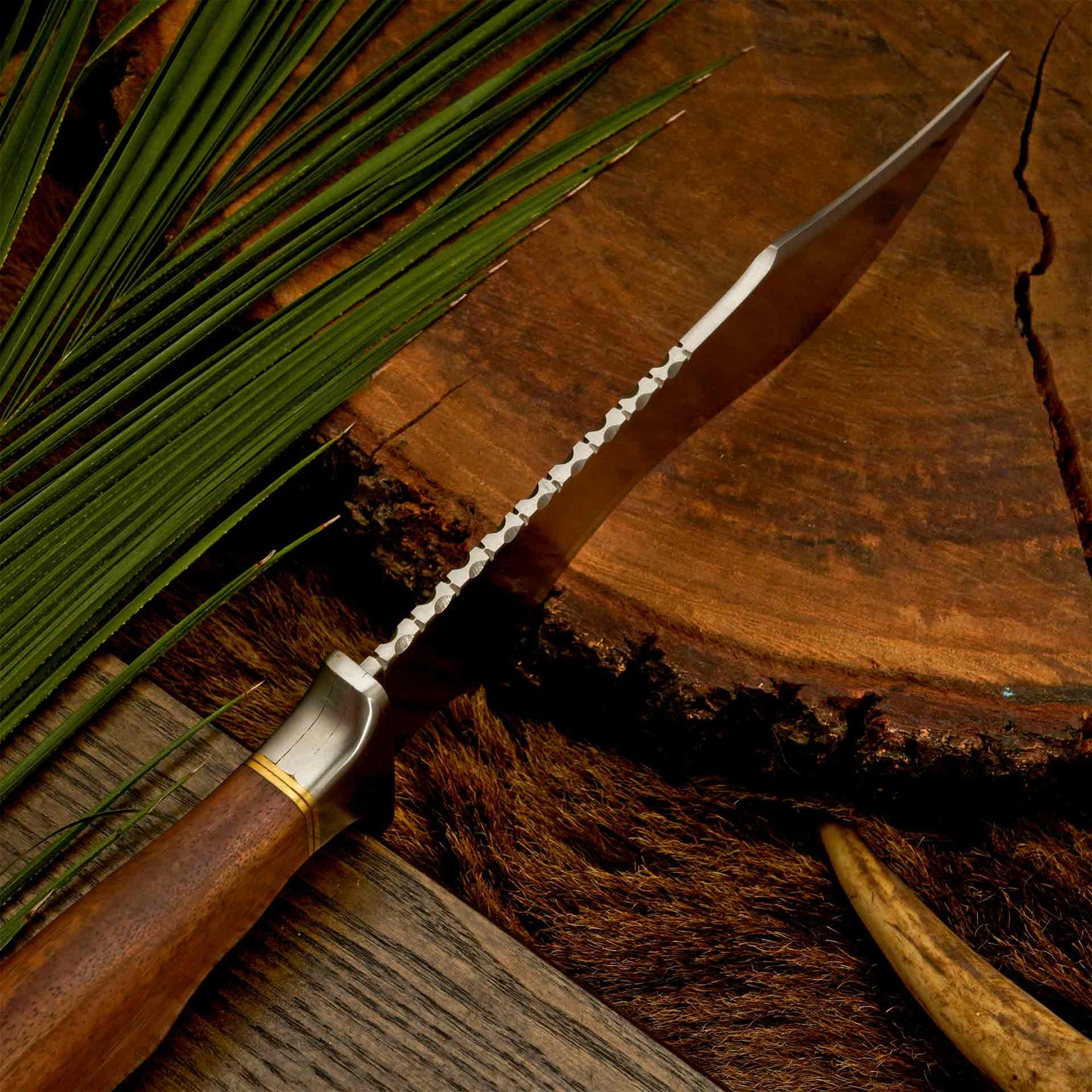 The Wolf’s Claw | D2 Steel Bowie with Sculpted Wood Handle