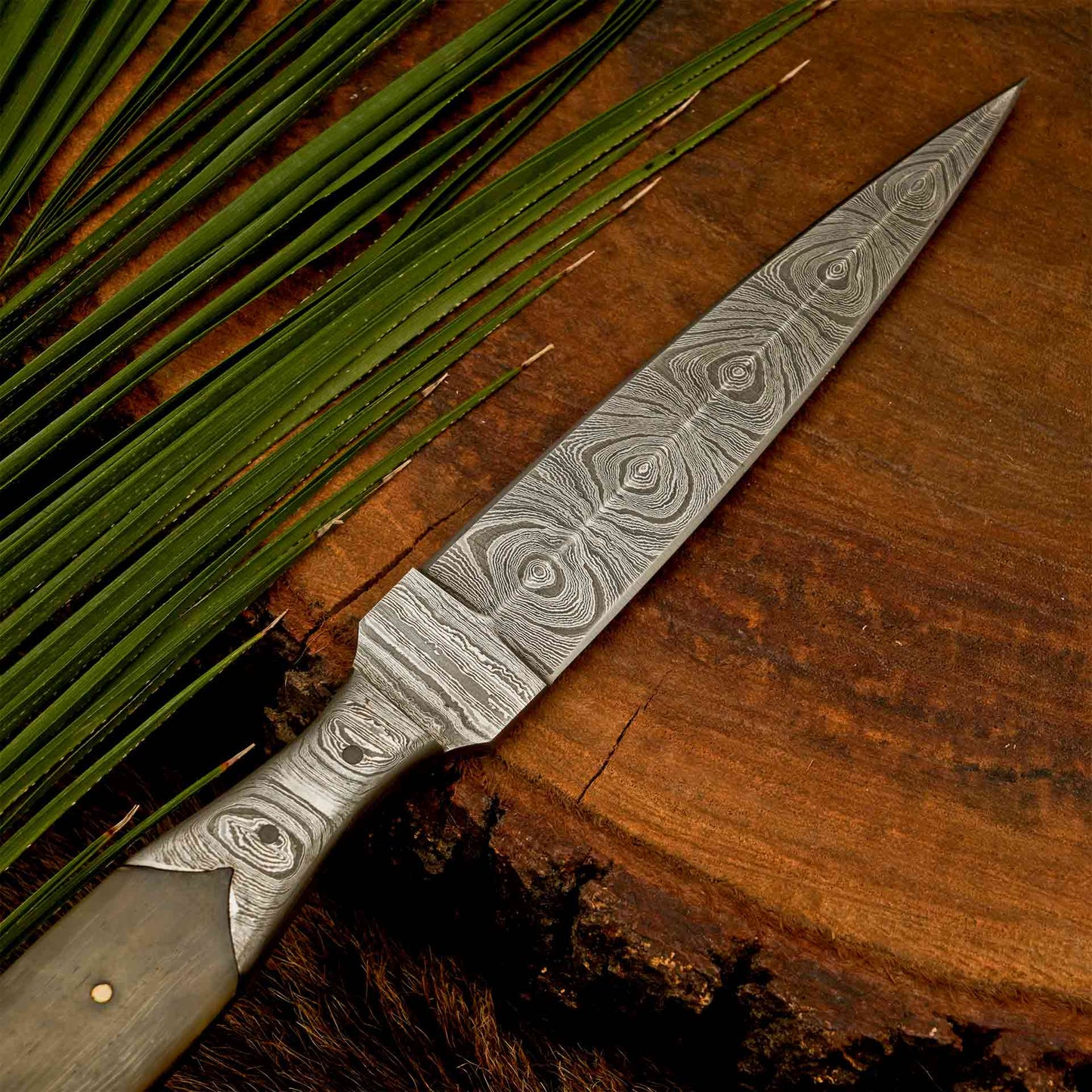 8.5″ Fixed Blade Damascus Dagger with Stag Antler Handle