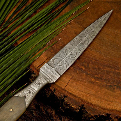 8.5″ Fixed Blade Damascus Dagger with Stag Antler Handle