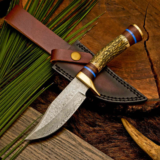 The Antler’s Edge – Stag Handle Knife with Brass Guard