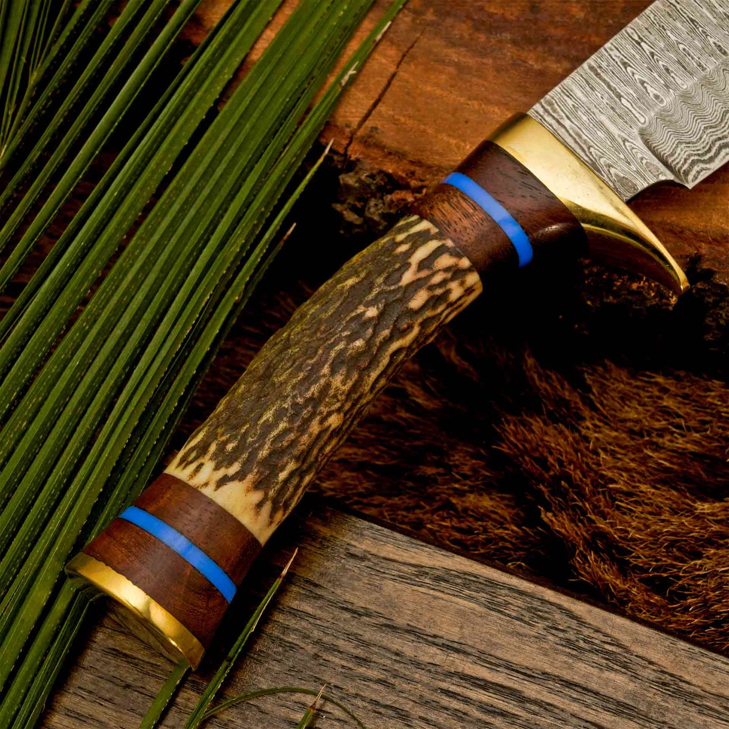 The Antler’s Edge – Stag Handle Knife with Brass Guard