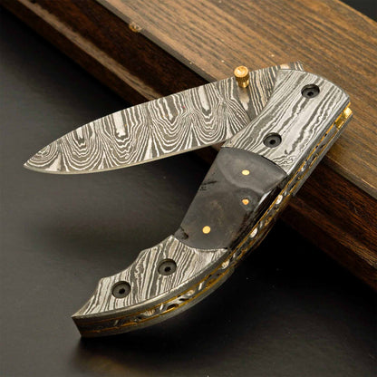 Eclipse Damascus Steel Folding Pocket Knife