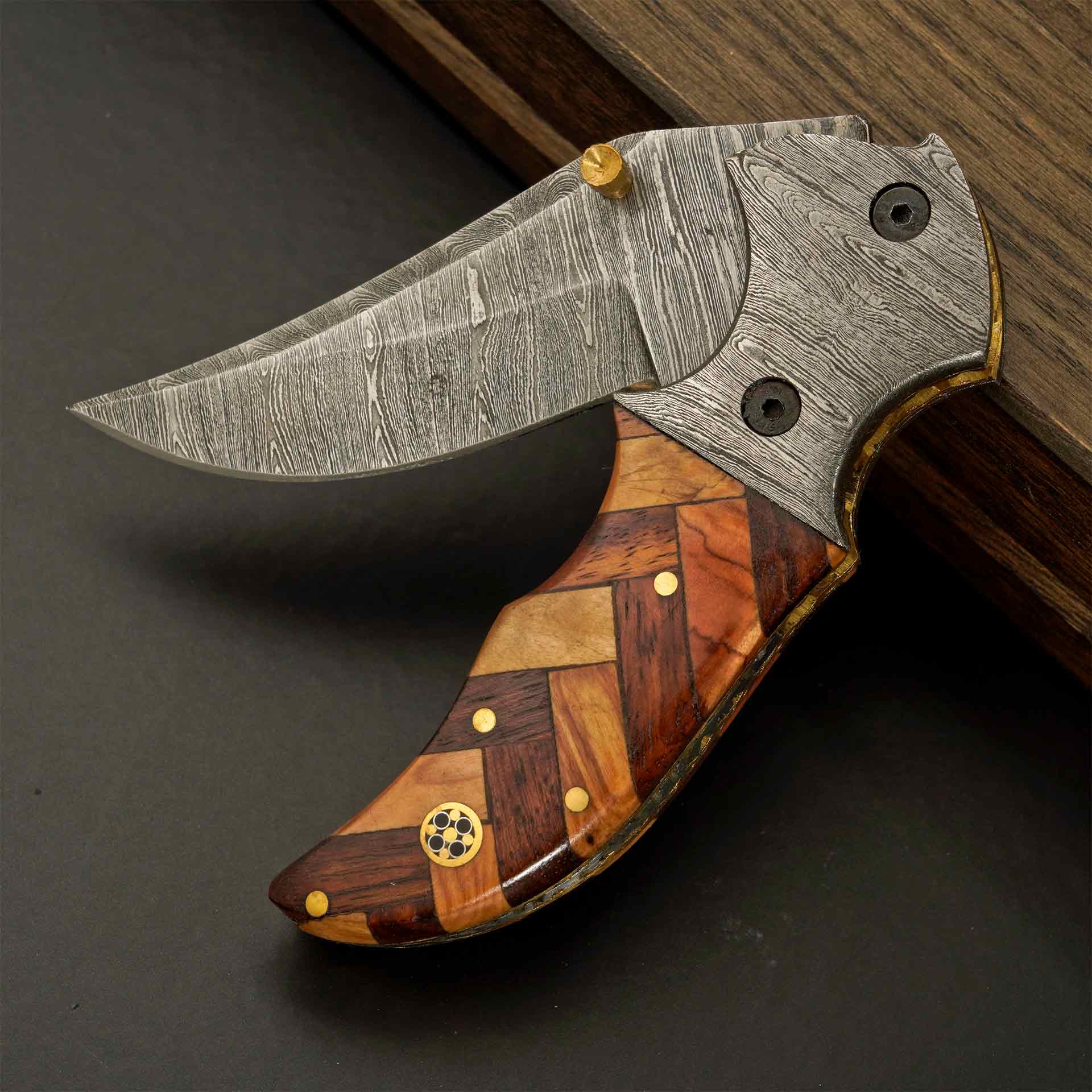  Monarch Damascus Steel Folding Pocket Knife
