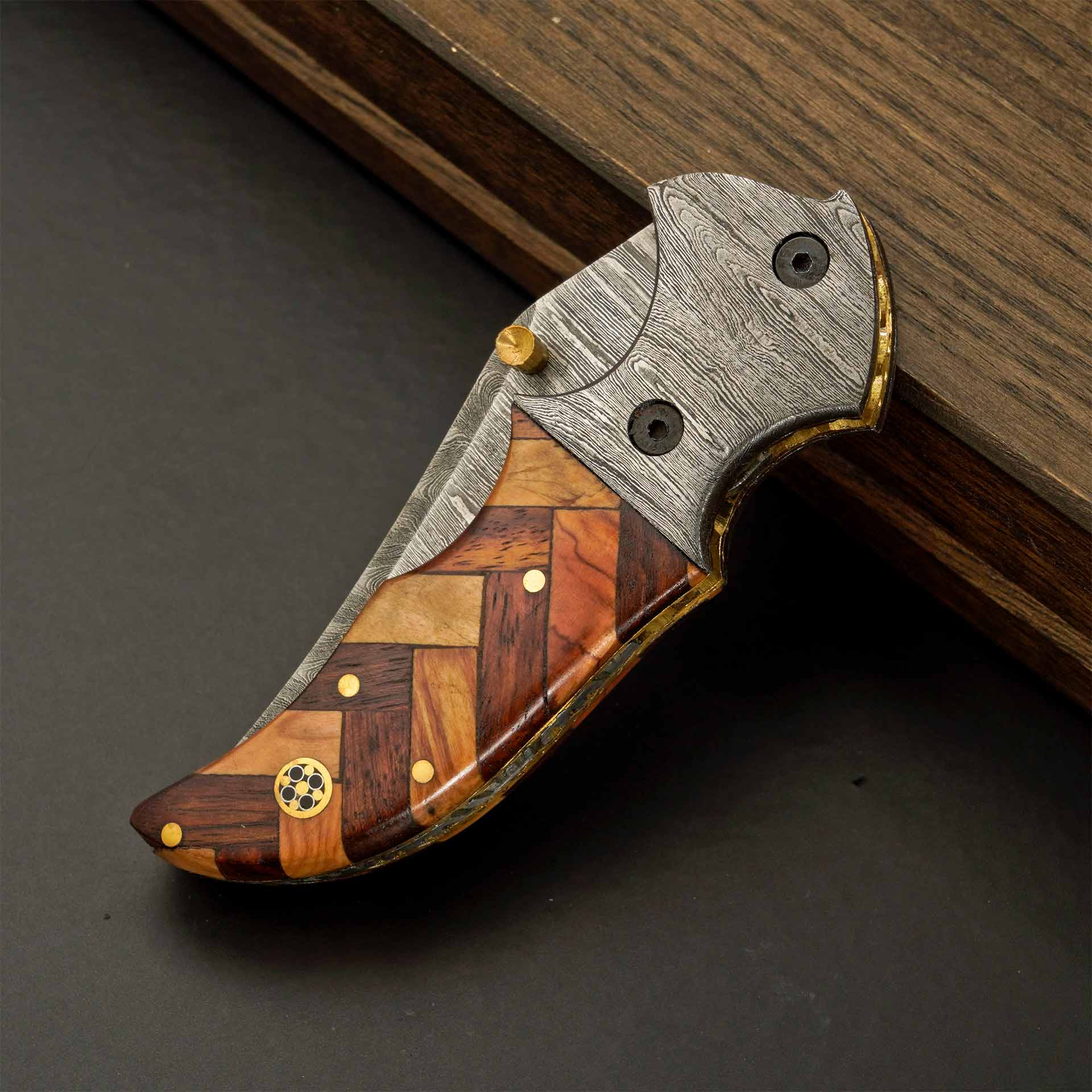  Monarch Damascus Steel Folding Pocket Knife