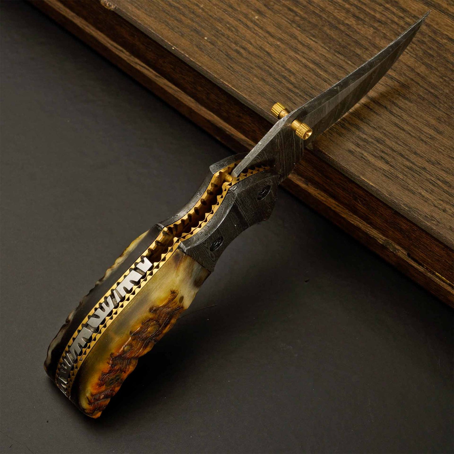 Aurora Damascus Steel Folding Pocket Knife