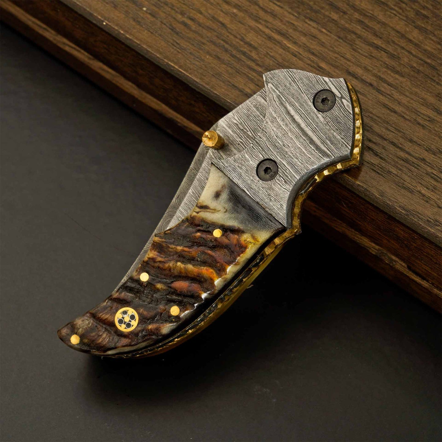 Aurora Damascus Steel Folding Pocket Knife