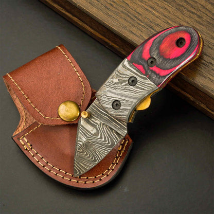 4.4"Damascus Steel Folding Pocket Knife with Rosewood Handle