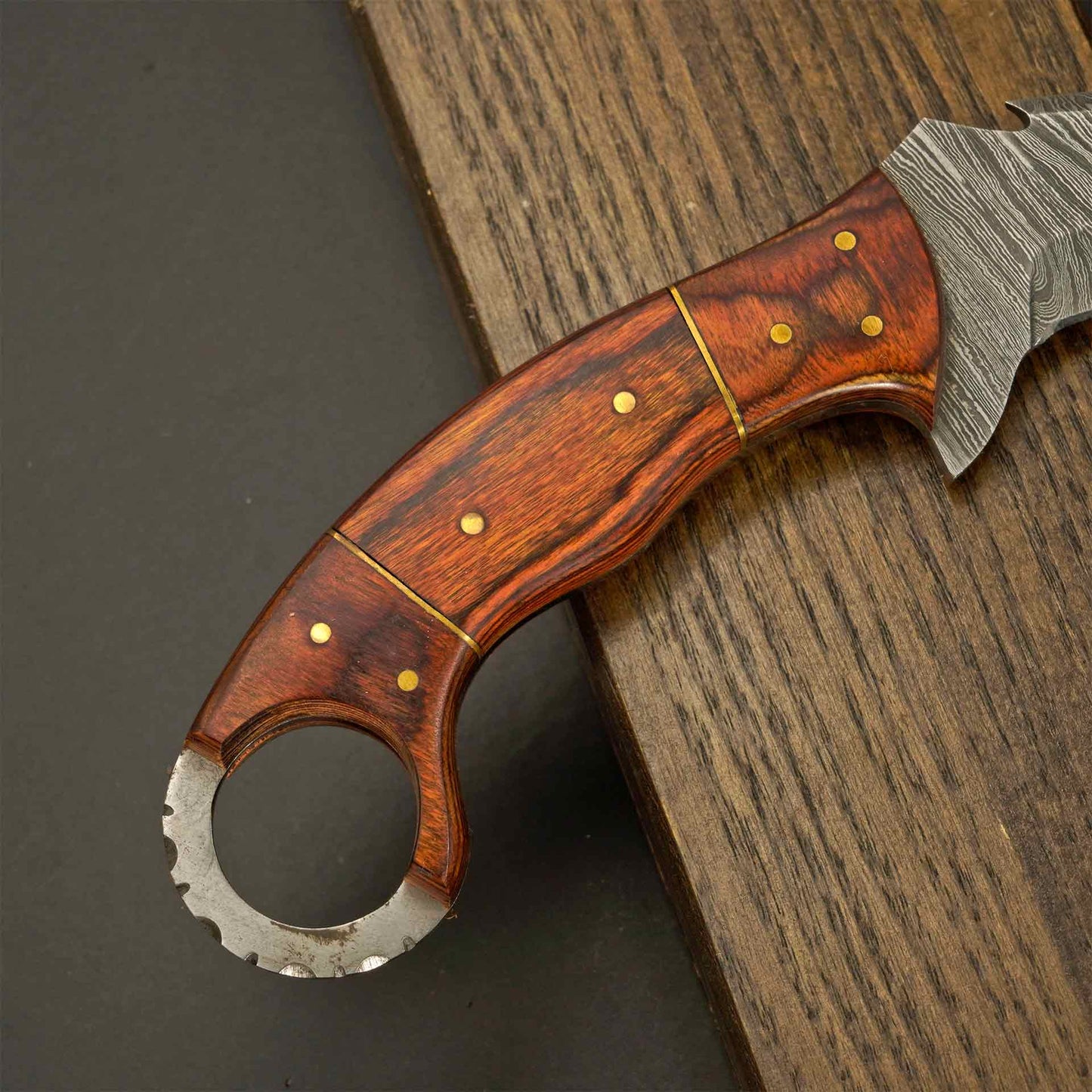  The Claw – 8.5″ Damascus Claw Knife with Tali Wood Handle