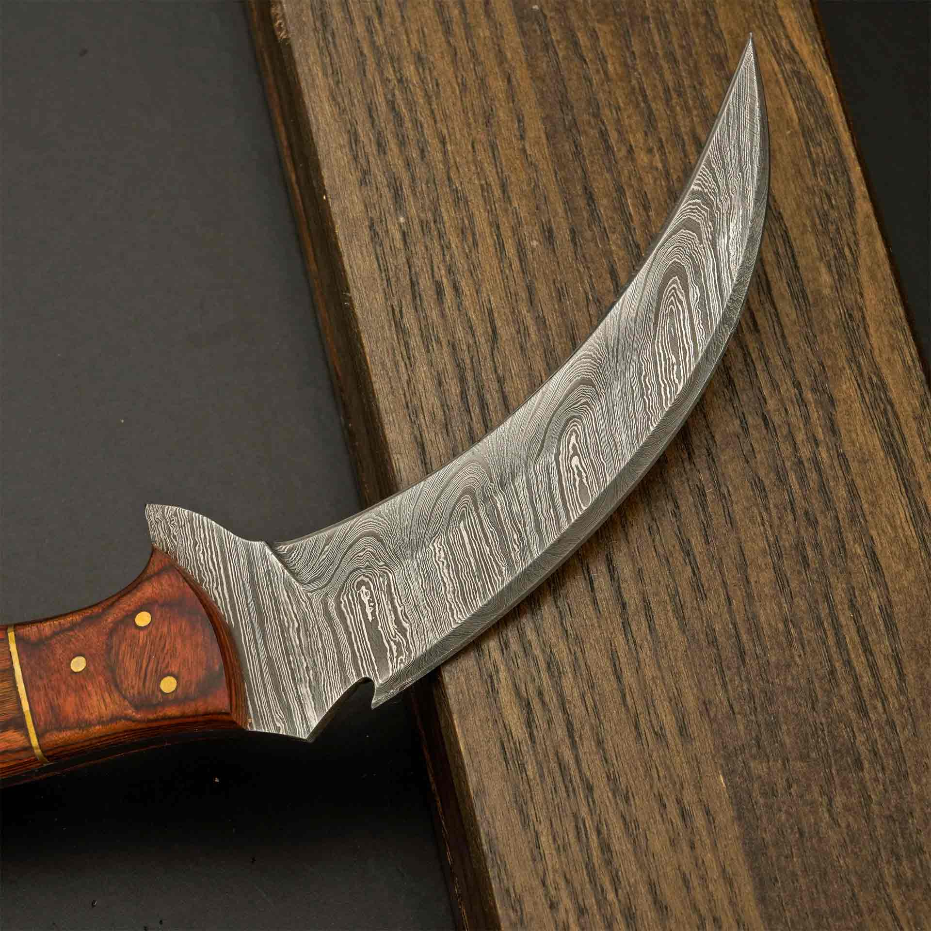  The Claw – 8.5″ Damascus Claw Knife with Tali Wood Handle