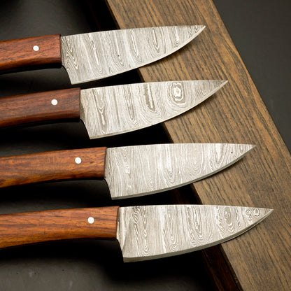 Exquisite Damascus Steel Steak Knife Set for Fine Dining