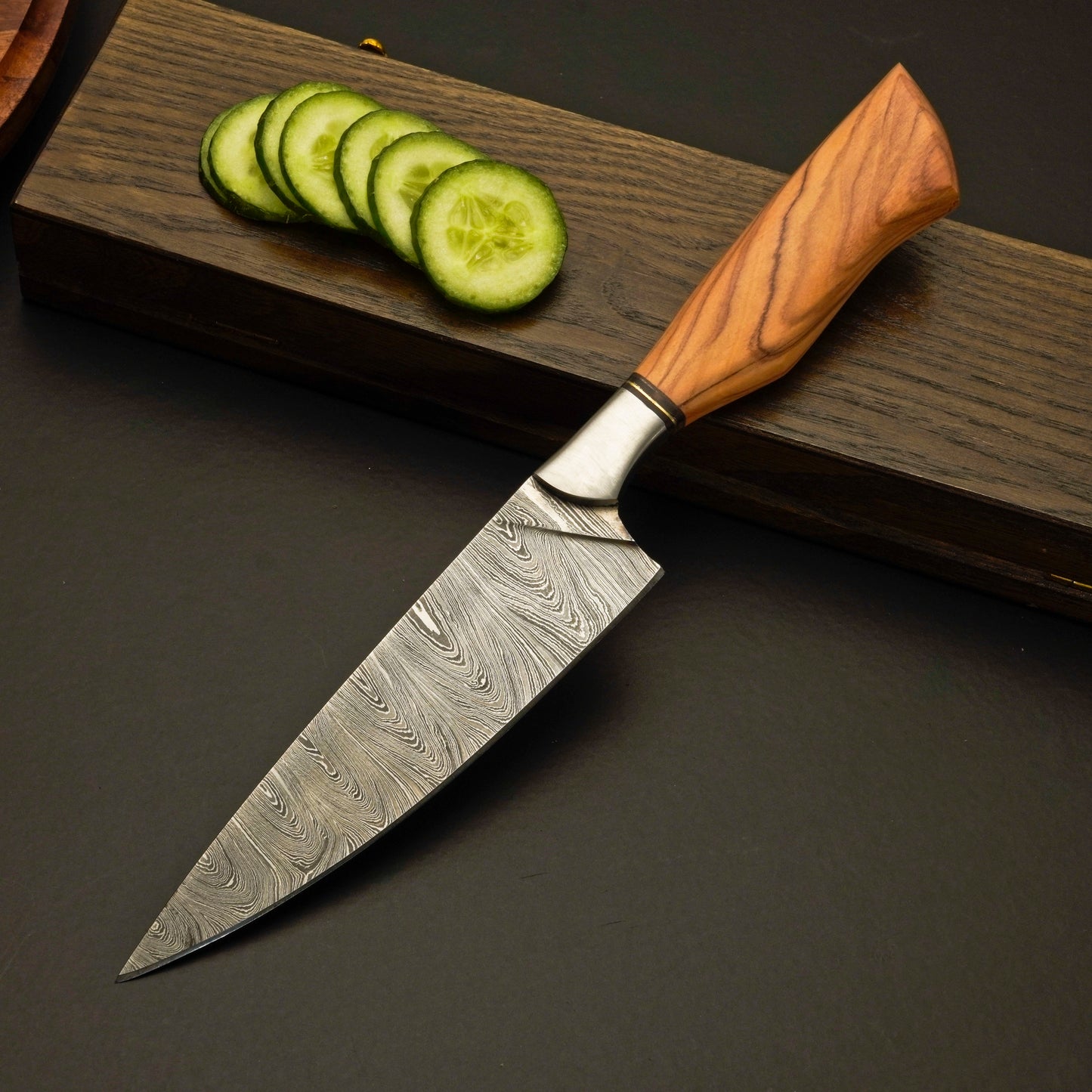 Premium Damascus Steel Kitchen Knife Set with Leather Roll Case - Wildland Blades
