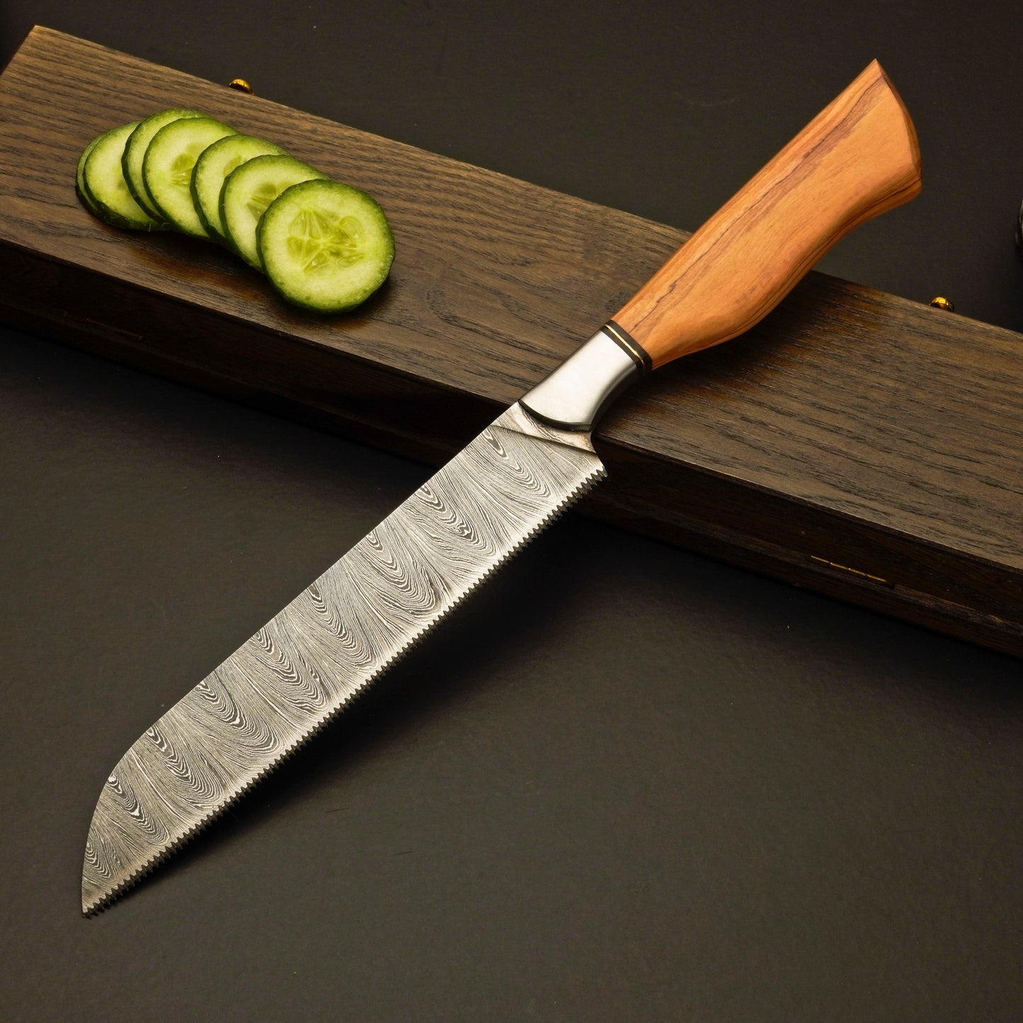 Premium Damascus Steel Kitchen Knife Set with Leather Roll Case - Wildland Blades