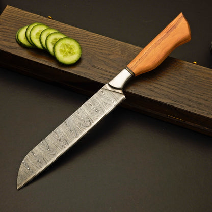 Premium Damascus Steel Kitchen Knife Set with Leather Roll Case - Wildland Blades