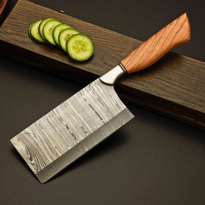 Premium Damascus Steel Kitchen Knife Set with Leather Roll Case - Wildland Blades