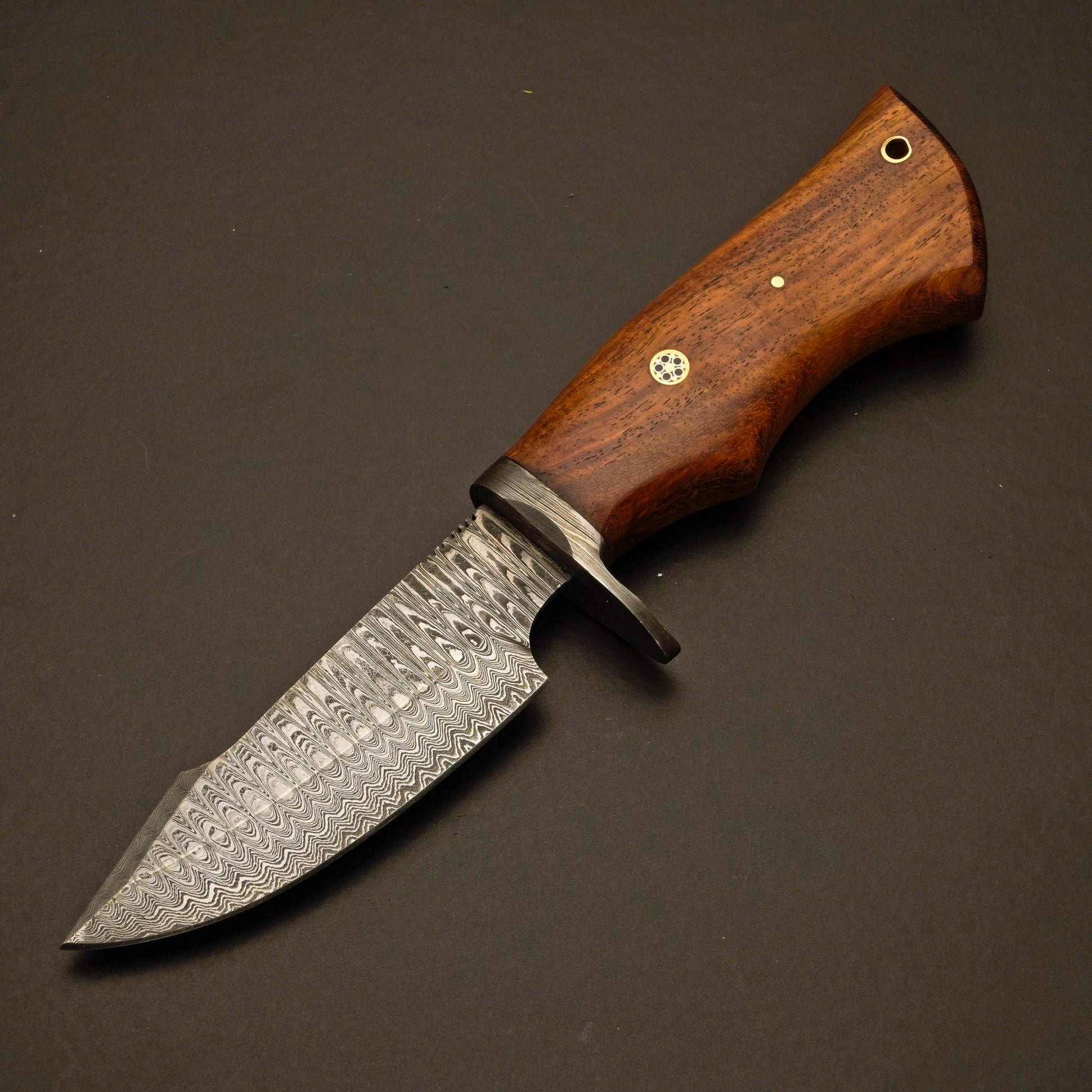 Damascus Hunting & Camping Knife with Elegant Rosewood Handle - Wildland Blades