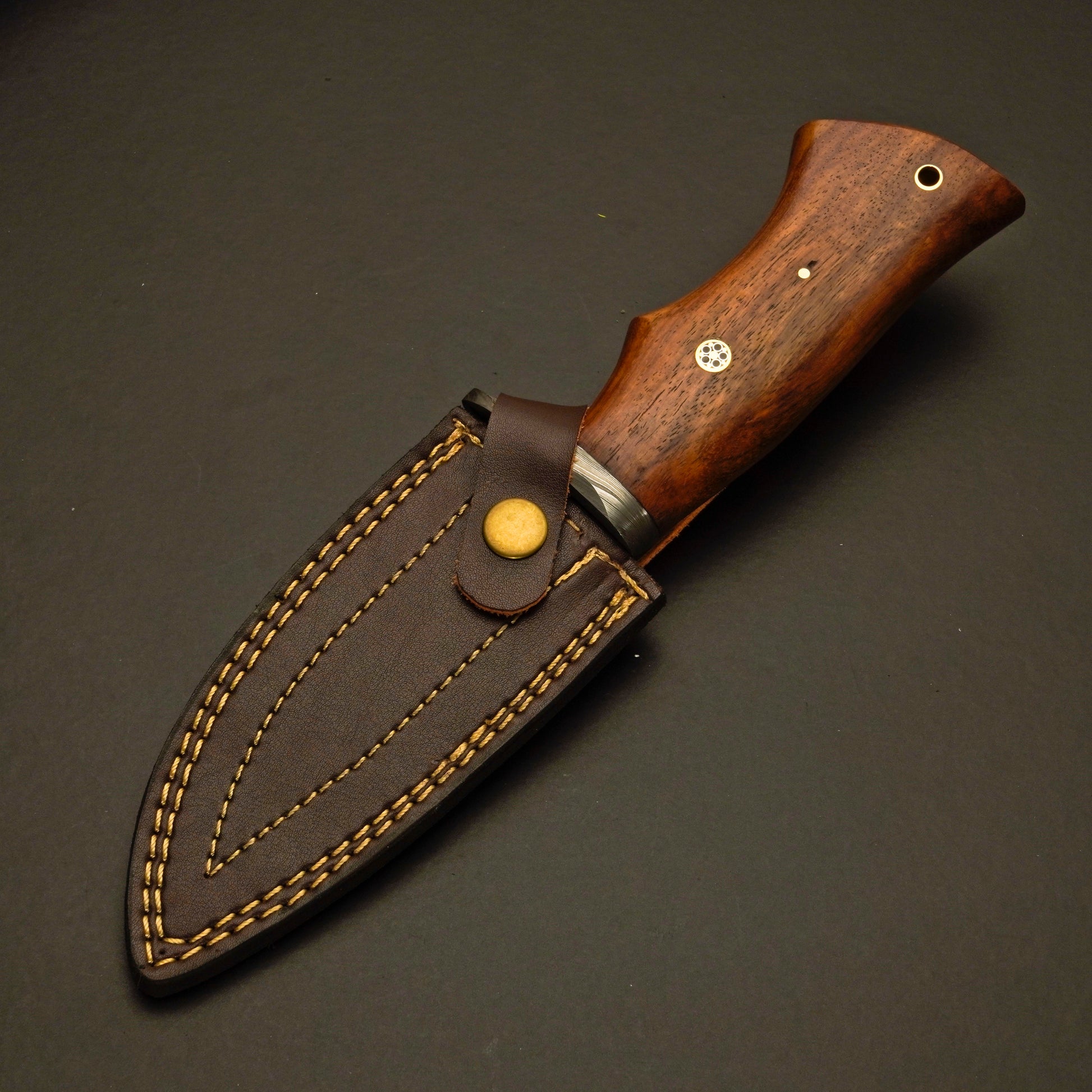 Damascus Hunting & Camping Knife with Elegant Rosewood Handle - Wildland Blades