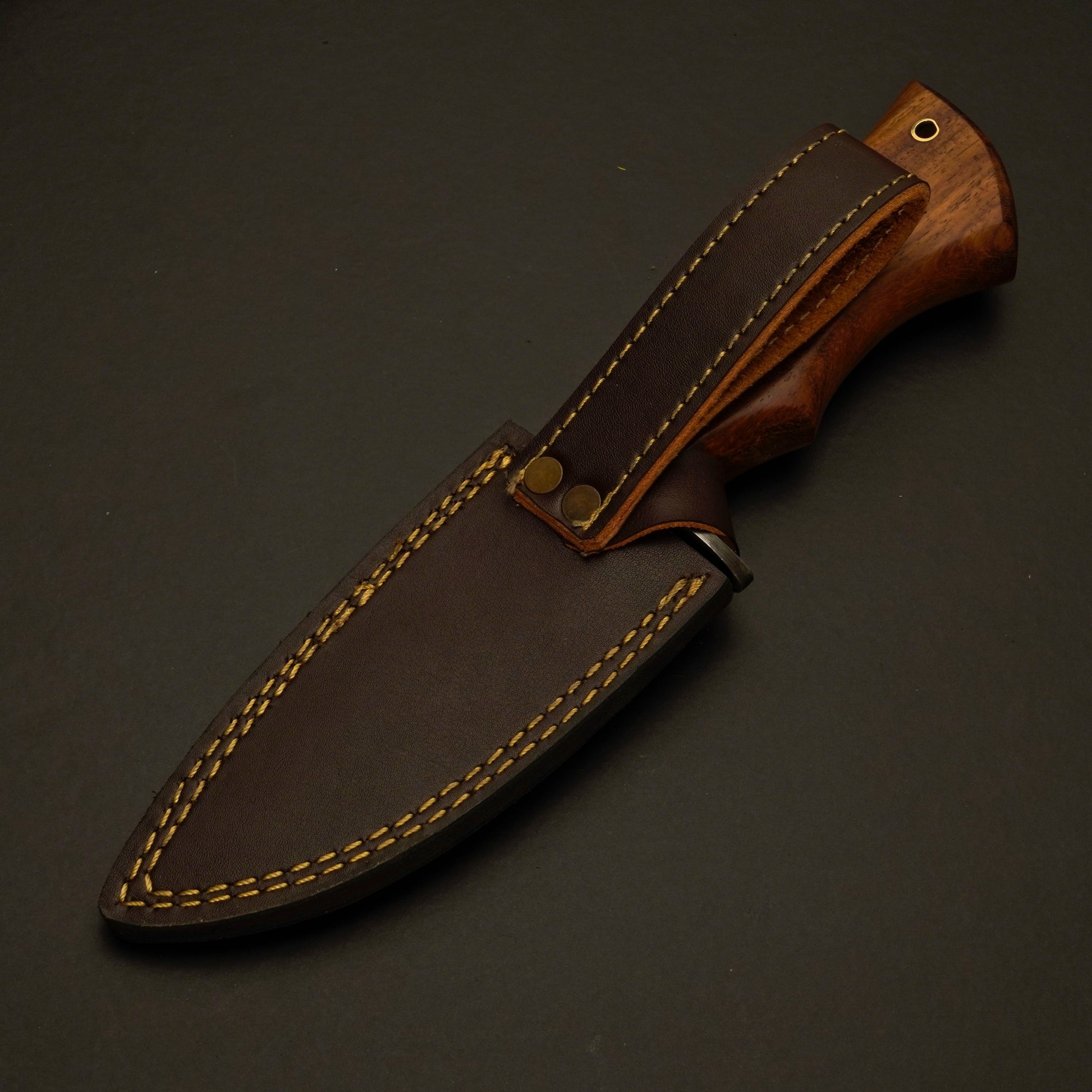 Damascus Hunting & Camping Knife with Elegant Rosewood Handle - Wildland Blades