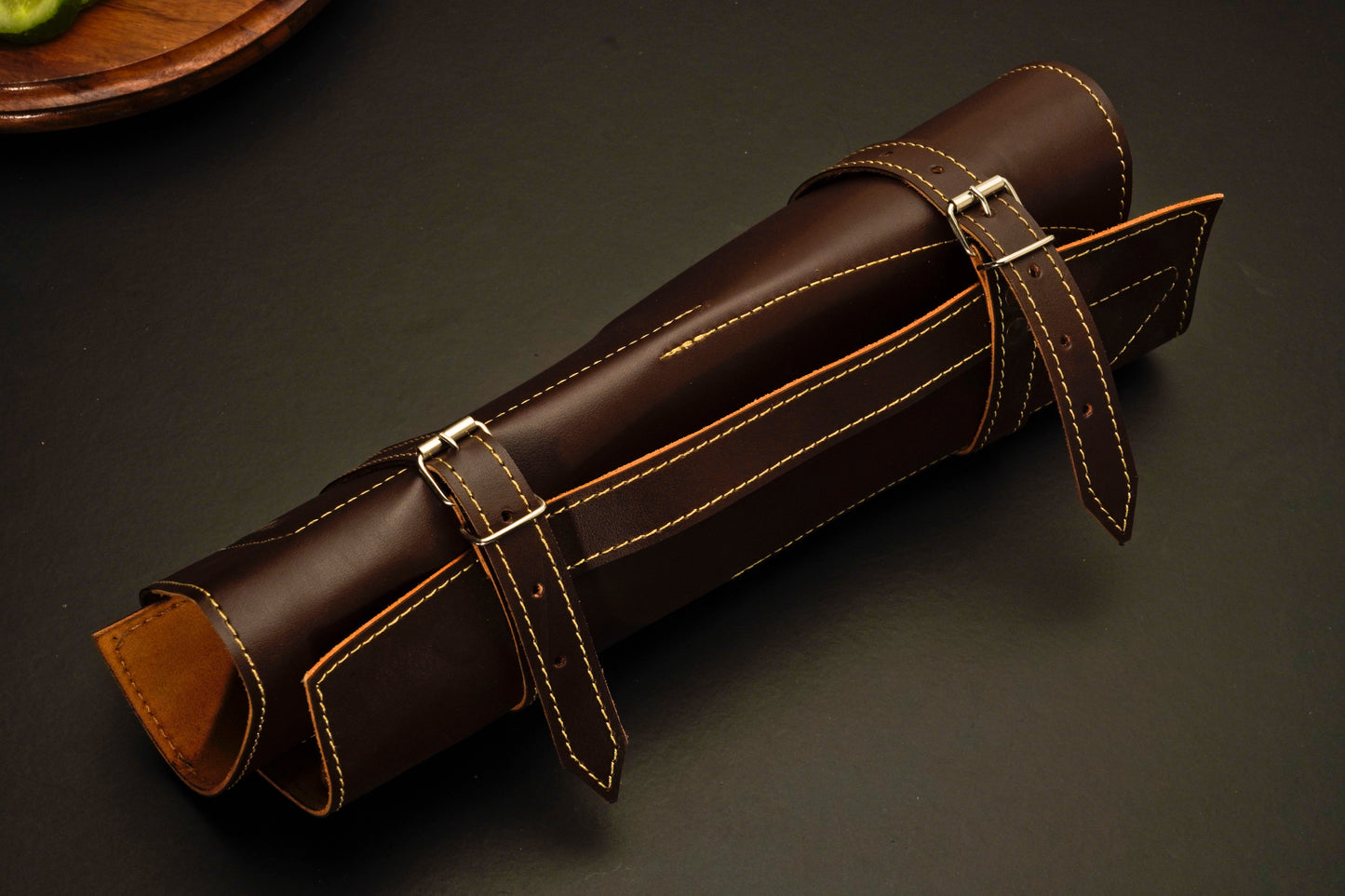Premium Damascus Steel Kitchen Knife Set with Leather Roll Case - Wildland Blades