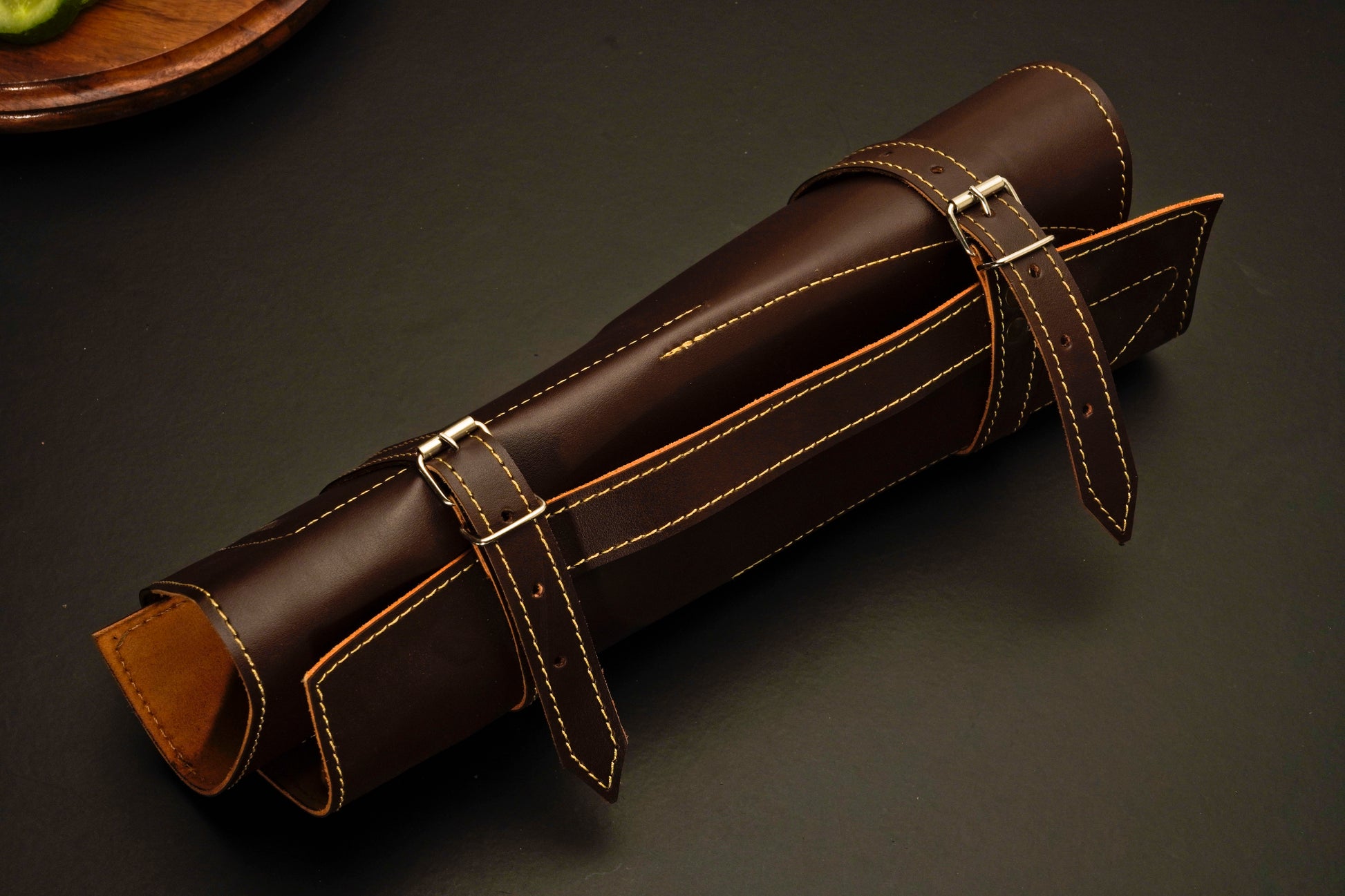 Premium Damascus Steel Kitchen Knife Set with Leather Roll Case - Wildland Blades