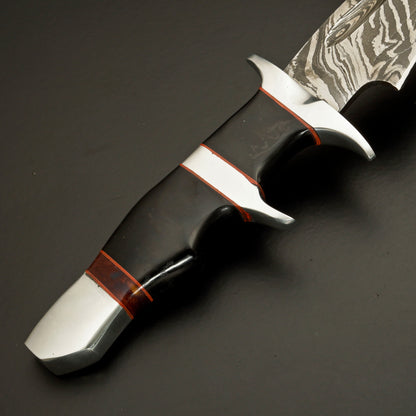The Shadow Fang – Hand-Forged Damascus Steel Dagger with Black Handle - Wildland Blades