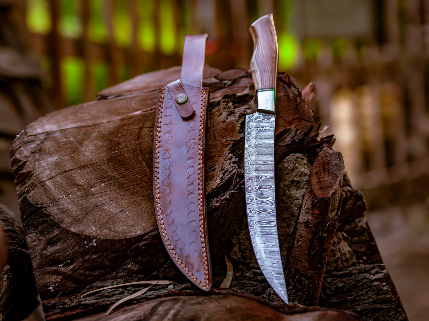 The Culinary Duo: Hand-Forged Damascus Chef's Knife & Precision Carving Blade - Wildland Blades