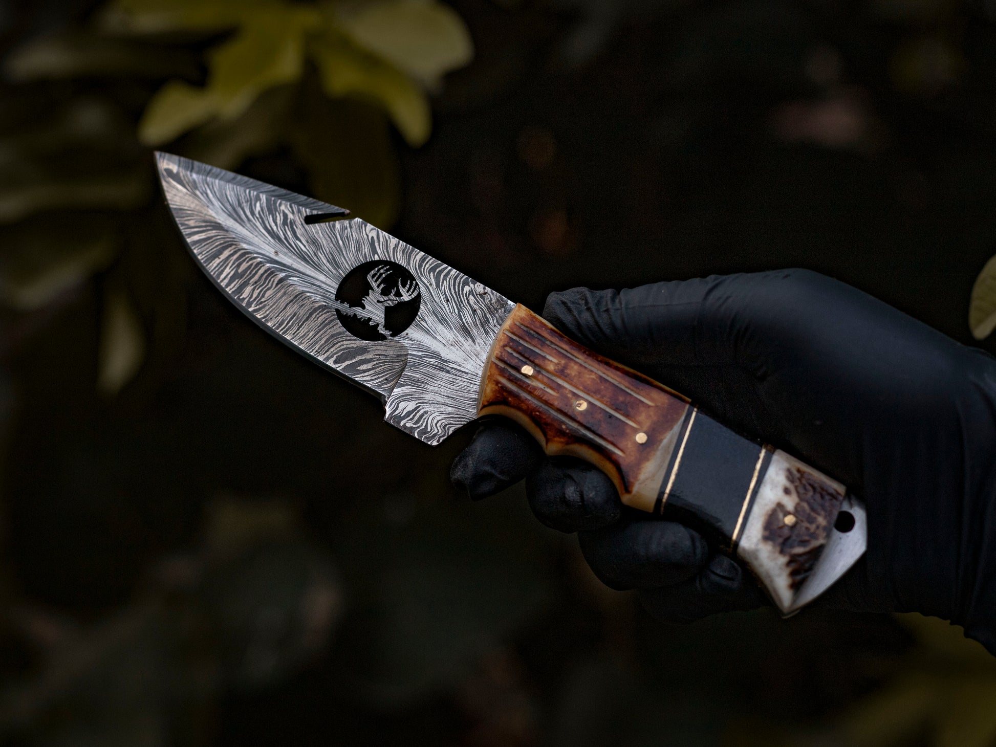 11″ Collector’s Skinner – Damascus Bone & Wood Handle Knife