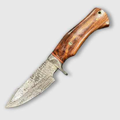 Handmade Damascus Steel Hunting & Camping Knife with Rosewood Handle - Wildland Blades