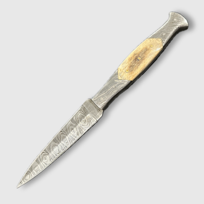 8.5" Fixed Blade Damascus Steel Dagger with Stag Antler Handle - Wildland Blades