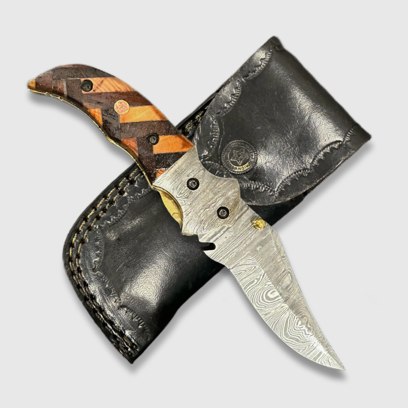 Wildland Blades Monarch Damascus Steel Folding Pocket Knife - Wildland Blades