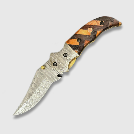 Wildland Blades Monarch Damascus Steel Folding Pocket Knife - Wildland Blades